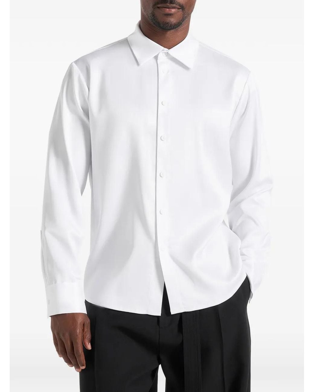 Manière De Voir White Carter Oversized Satin Shirt