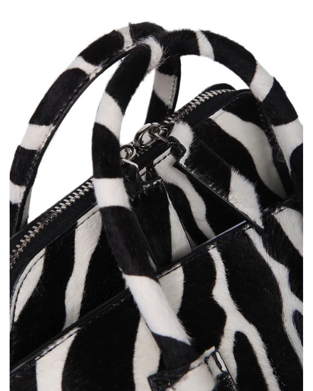 The Attico Black Zebra-Print Pony-Hair Shoulder Bag