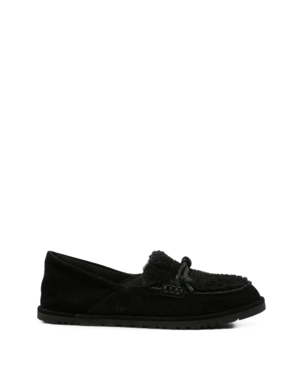Ugg Black Zora Shearling-Trim Bow Loafers