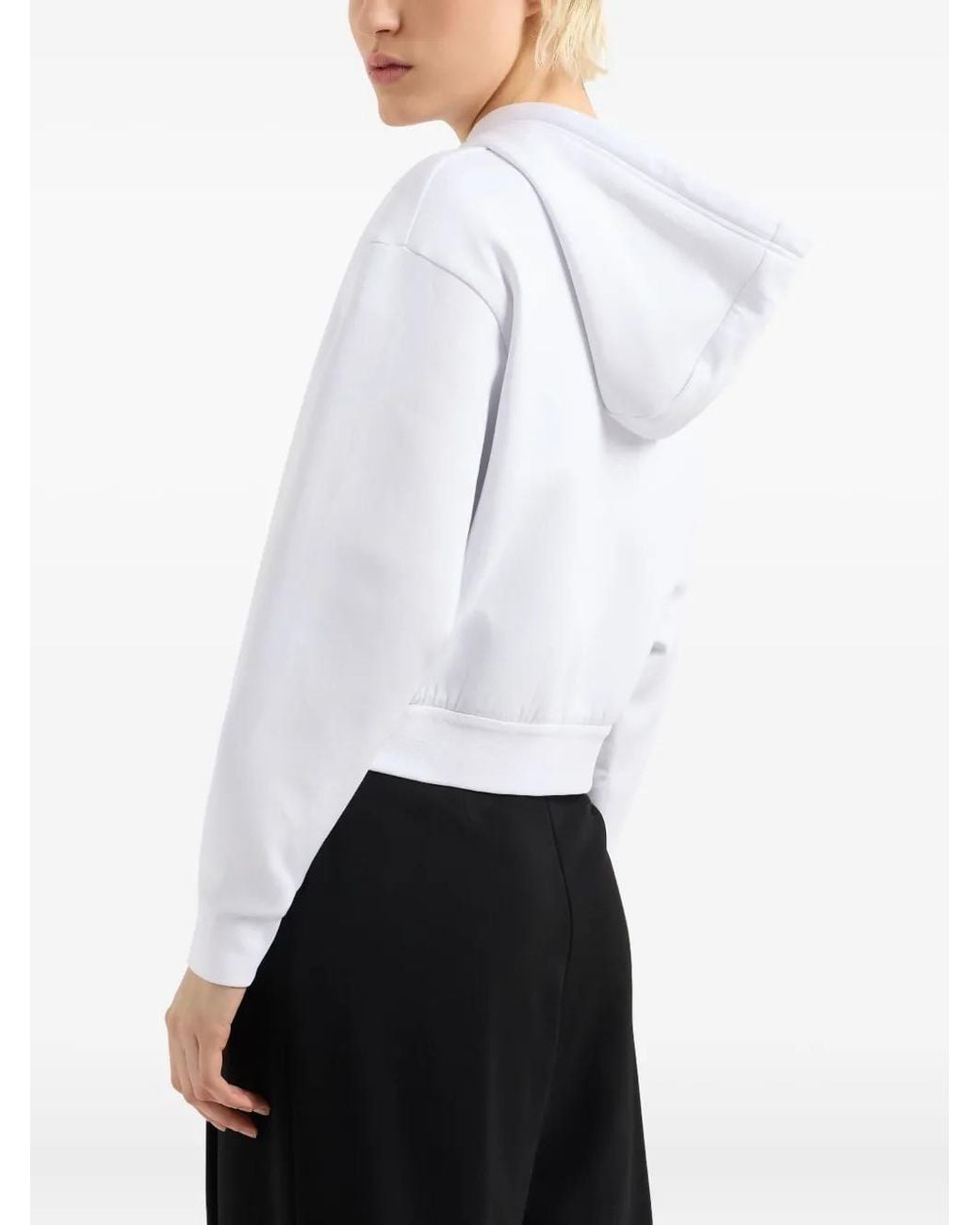 ARMANI EXCHANGE White Logo-Embroidered Zip-Up Sweatshirt