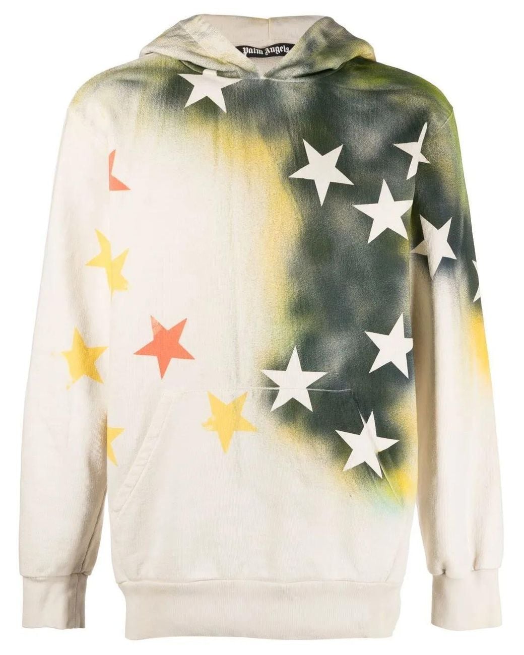 Palm Angels Natural Sprayed Stars Vintage Hoodie In White/multicolour for men