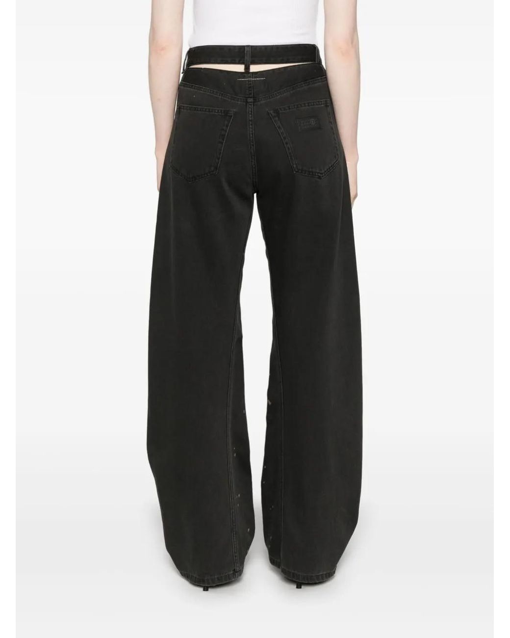 MM6 by Maison Margiela Black Paint-Splatter Effect Jeans