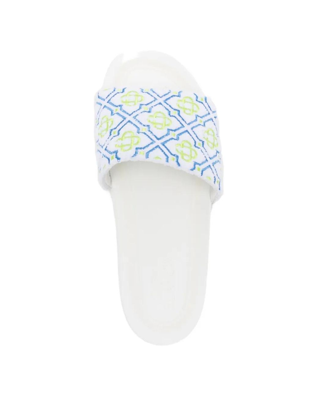 Casablanca White Monogram Pool Slides for men