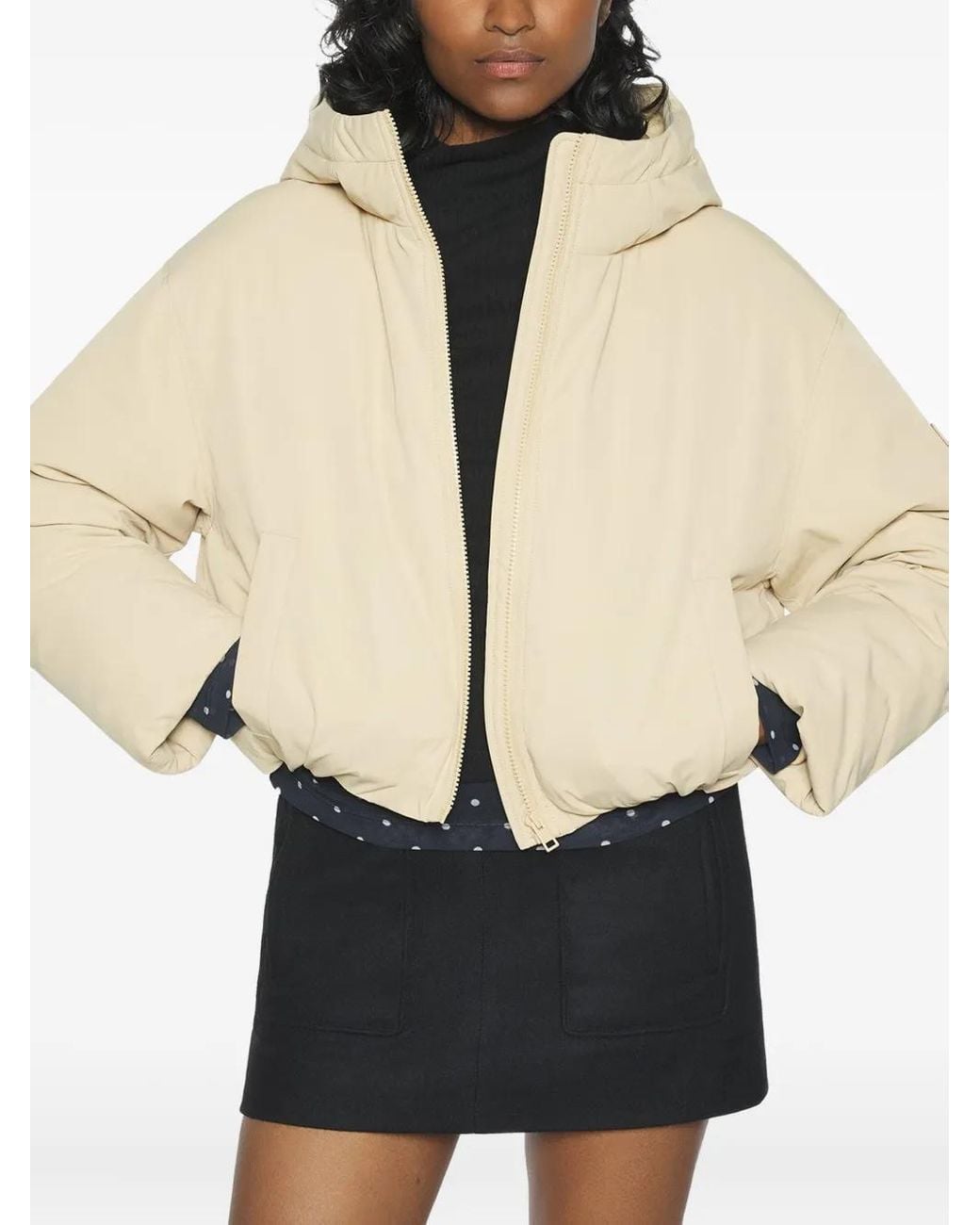 Maison Kitsuné Donsjack Met Rits in het Natural