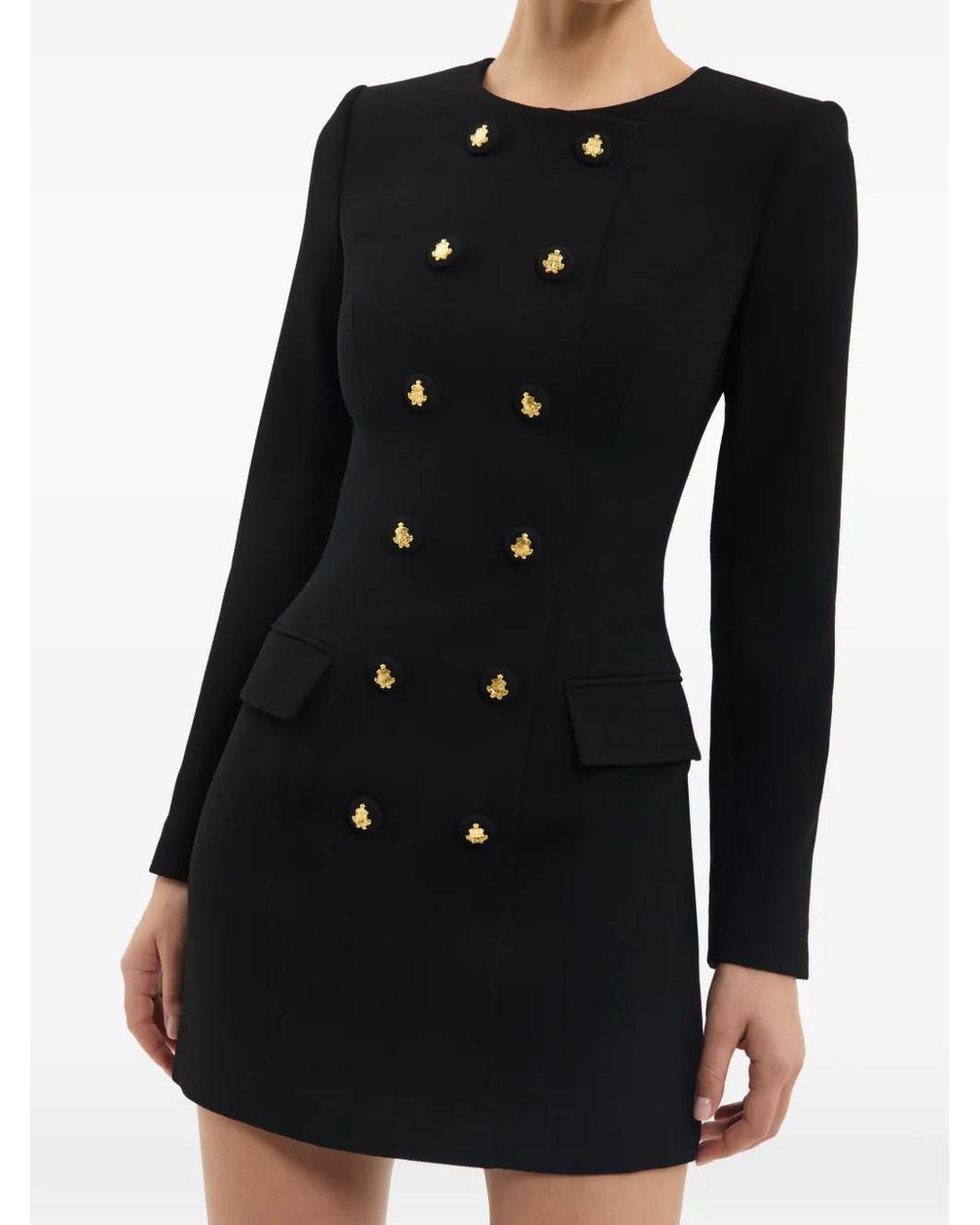 Rebecca Vallance Black Odilia -Ong-Sleeve Mini Dress