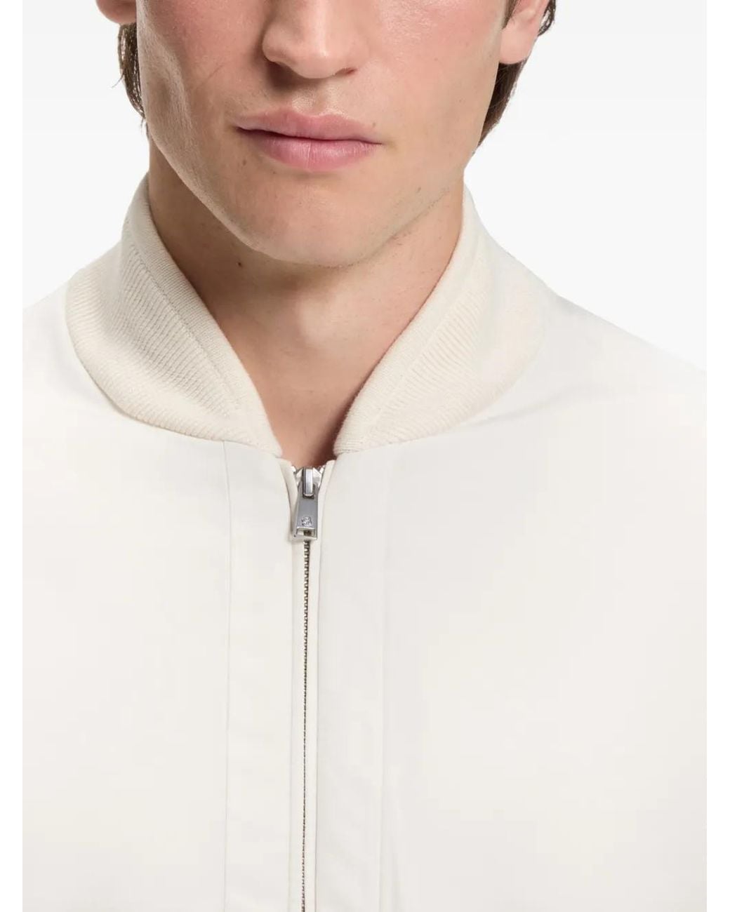 Boss White Cotton-Knit Hybrid Jacket With Bomber Collar for men