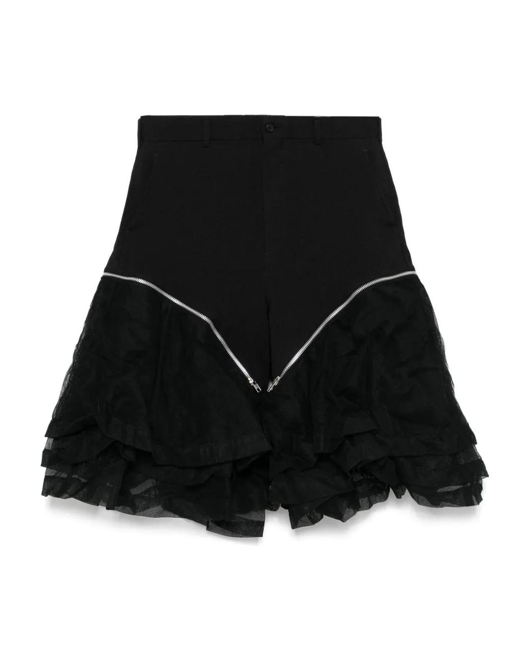 Comme des Garçons Black Ruffled Shorts for men