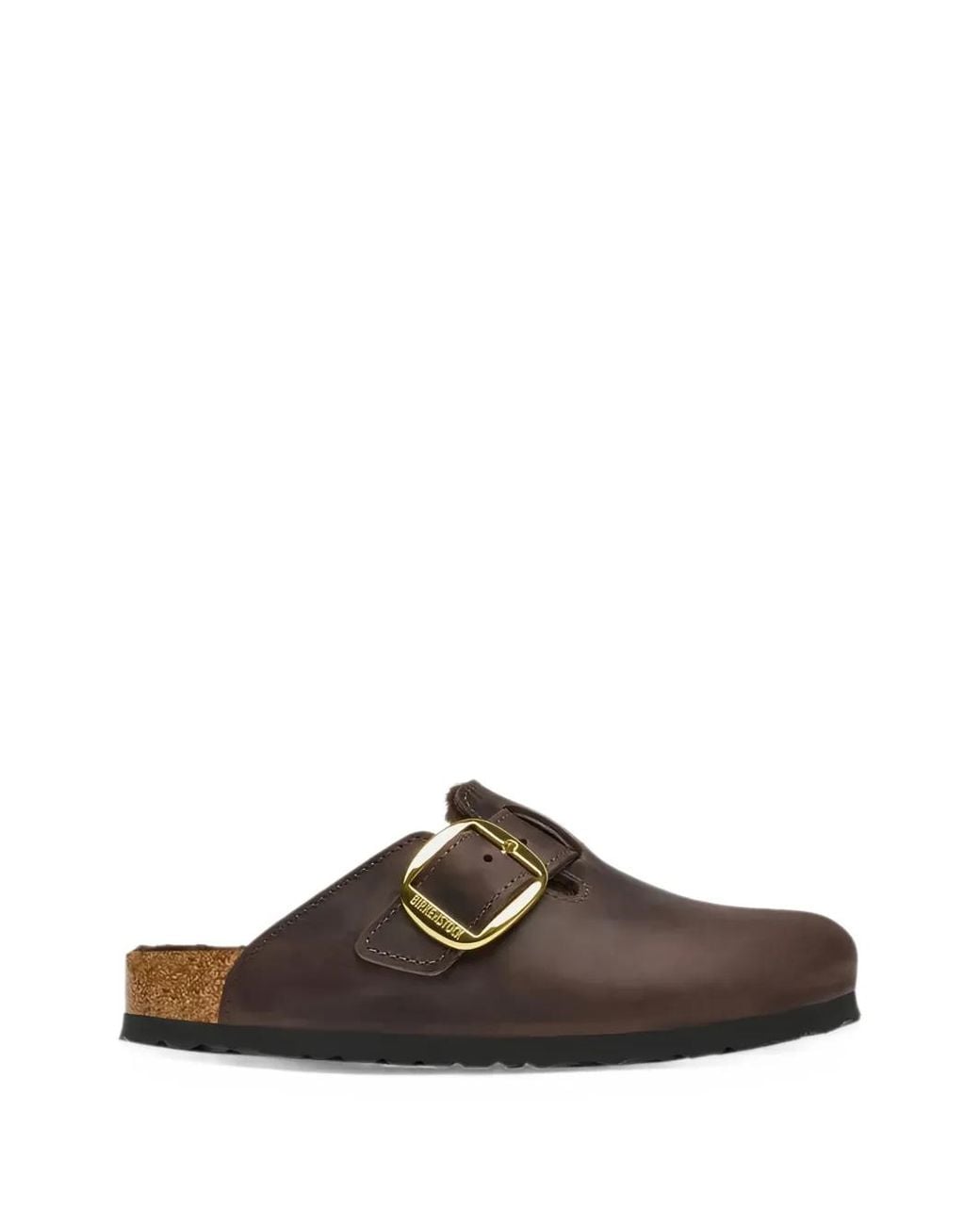 Birkenstock Brown Boston Big-Buckle Shearling Mules
