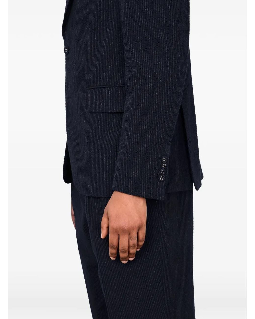 Officine Generale Blue Pinstripe Jacket for men