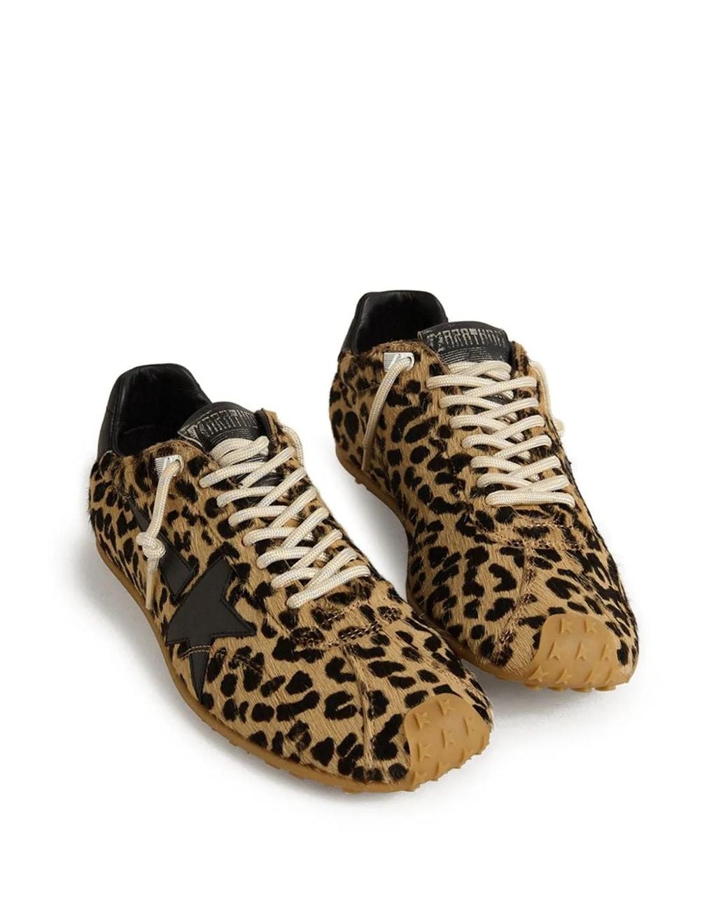 Golden Goose Deluxe Brand Brown Marathon Speed Leopard-Print Pony Skin Leather Star Sneakers