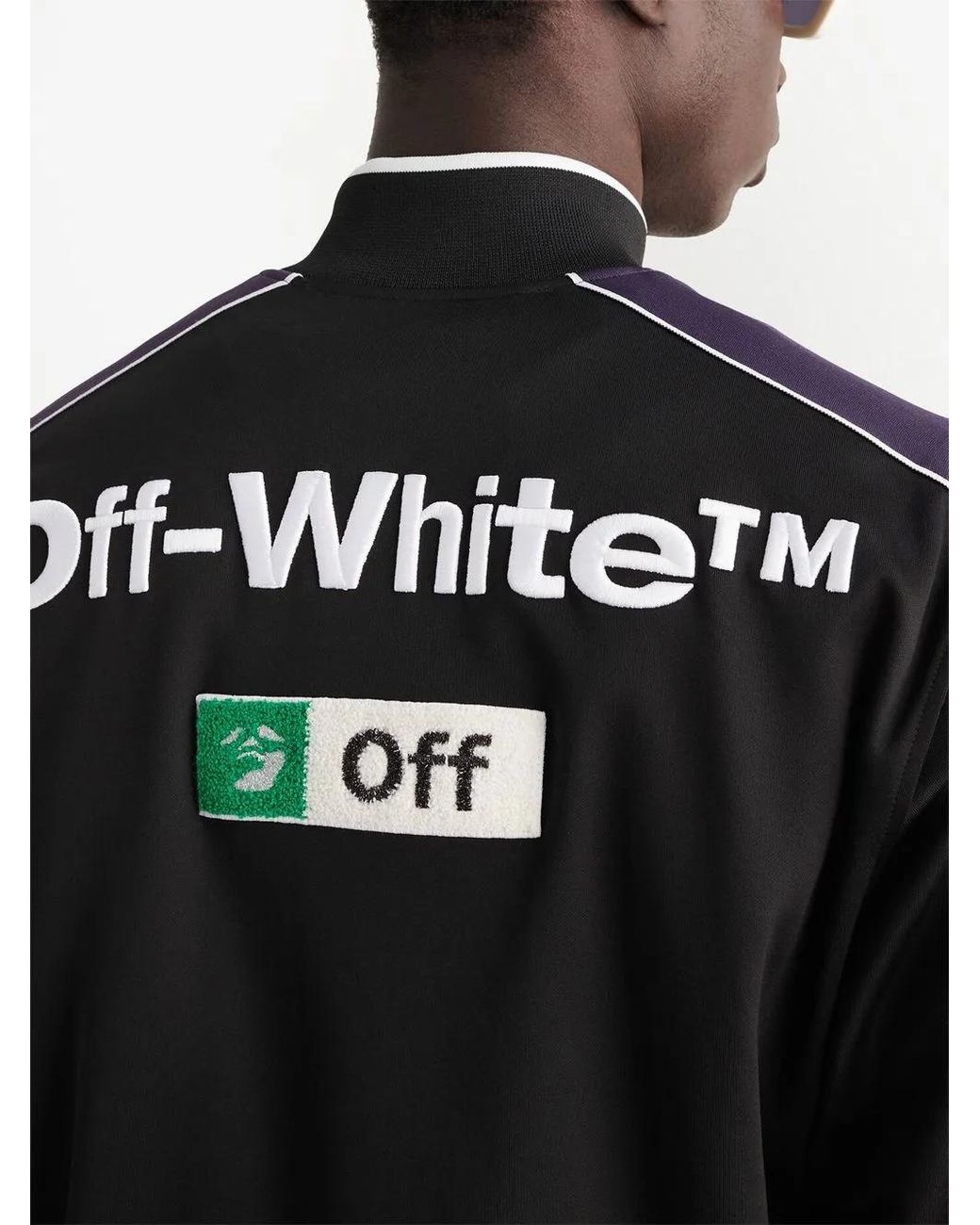 Off-White c/o Virgil Abloh Black Embroidered-Logo Zipped Track Jacket for men