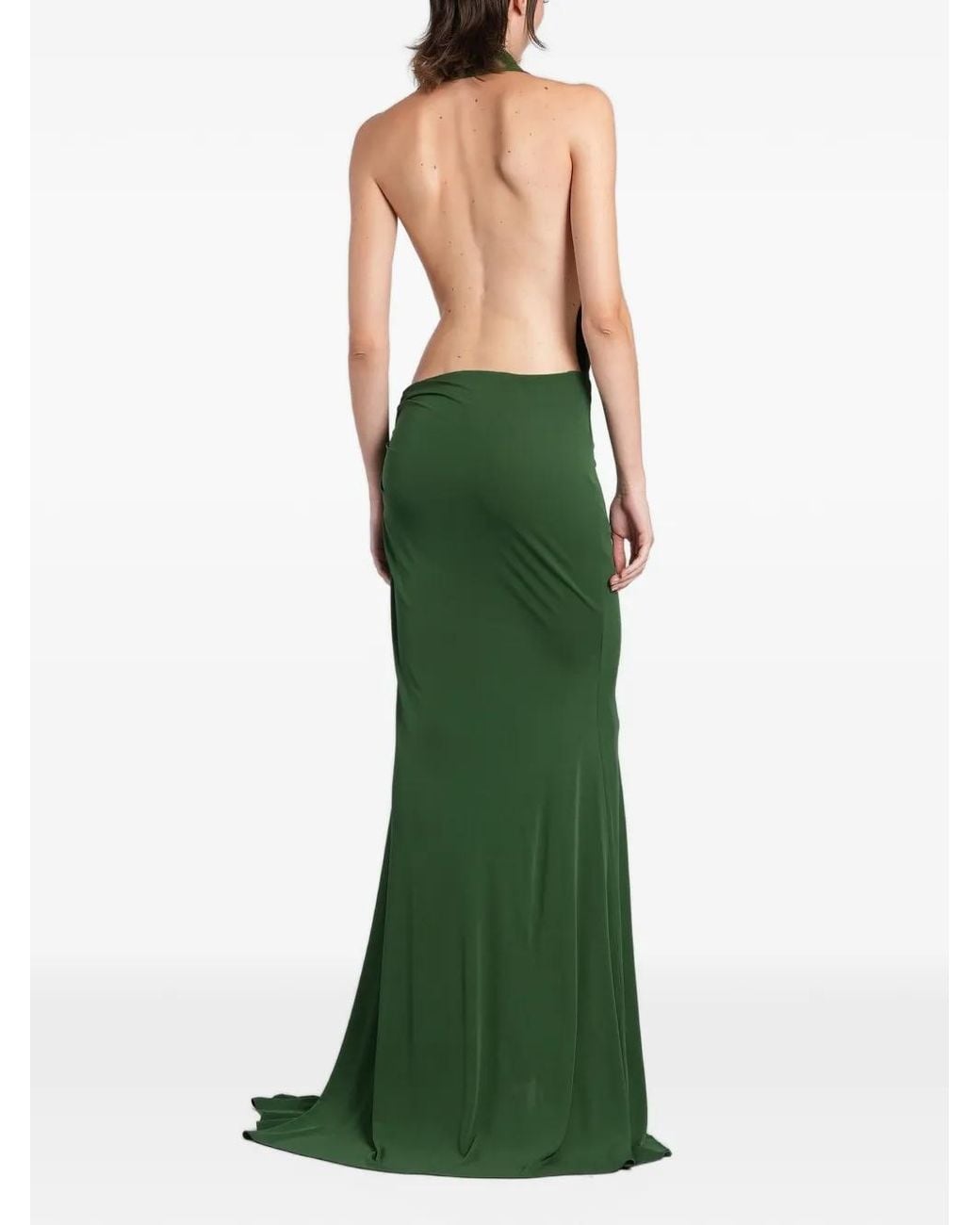 Alex Perry Green Halterneck Draped Maxi Dress