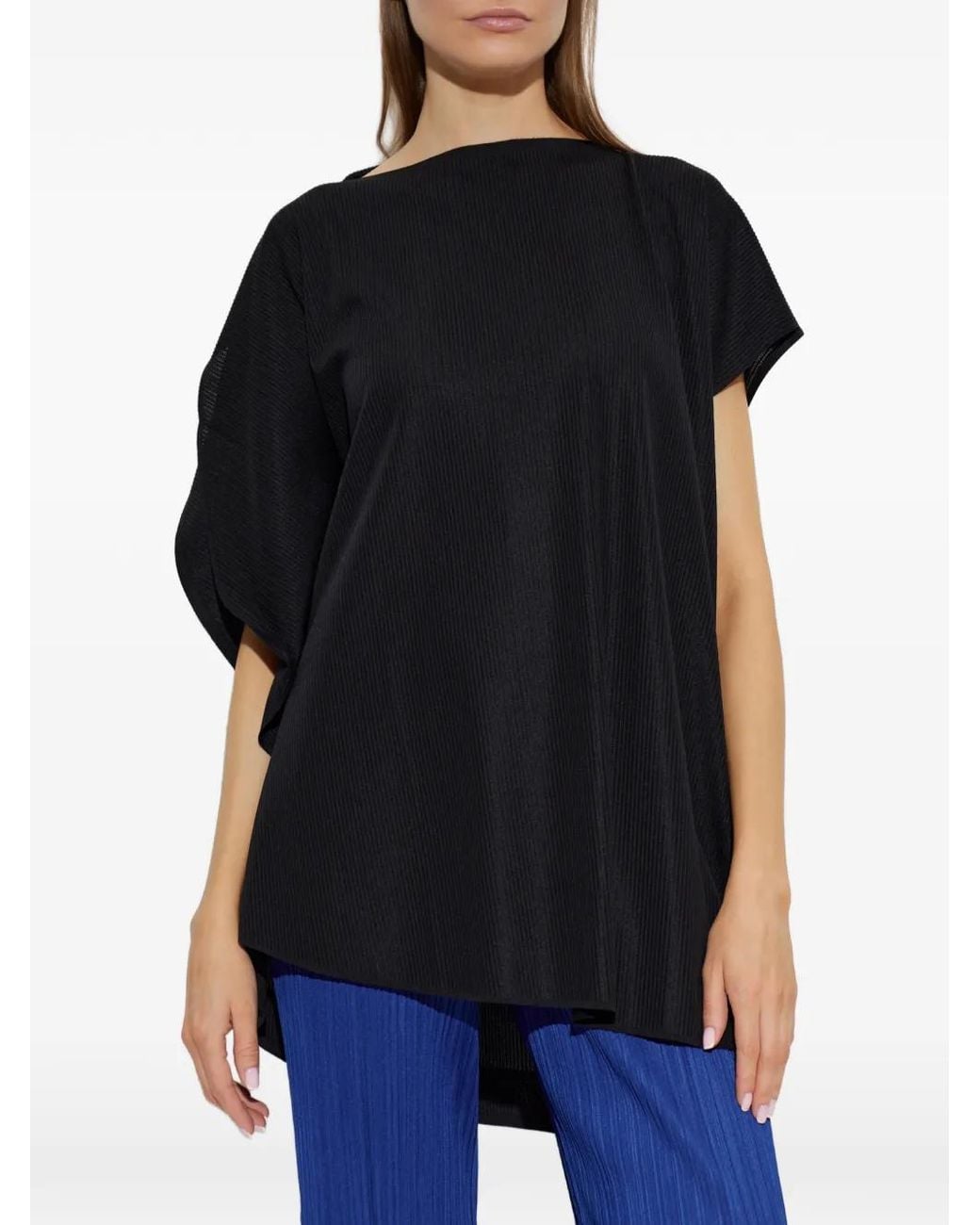 Pleats Please Issey Miyake Black A-Poc Slice Pleated Ruffled Top
