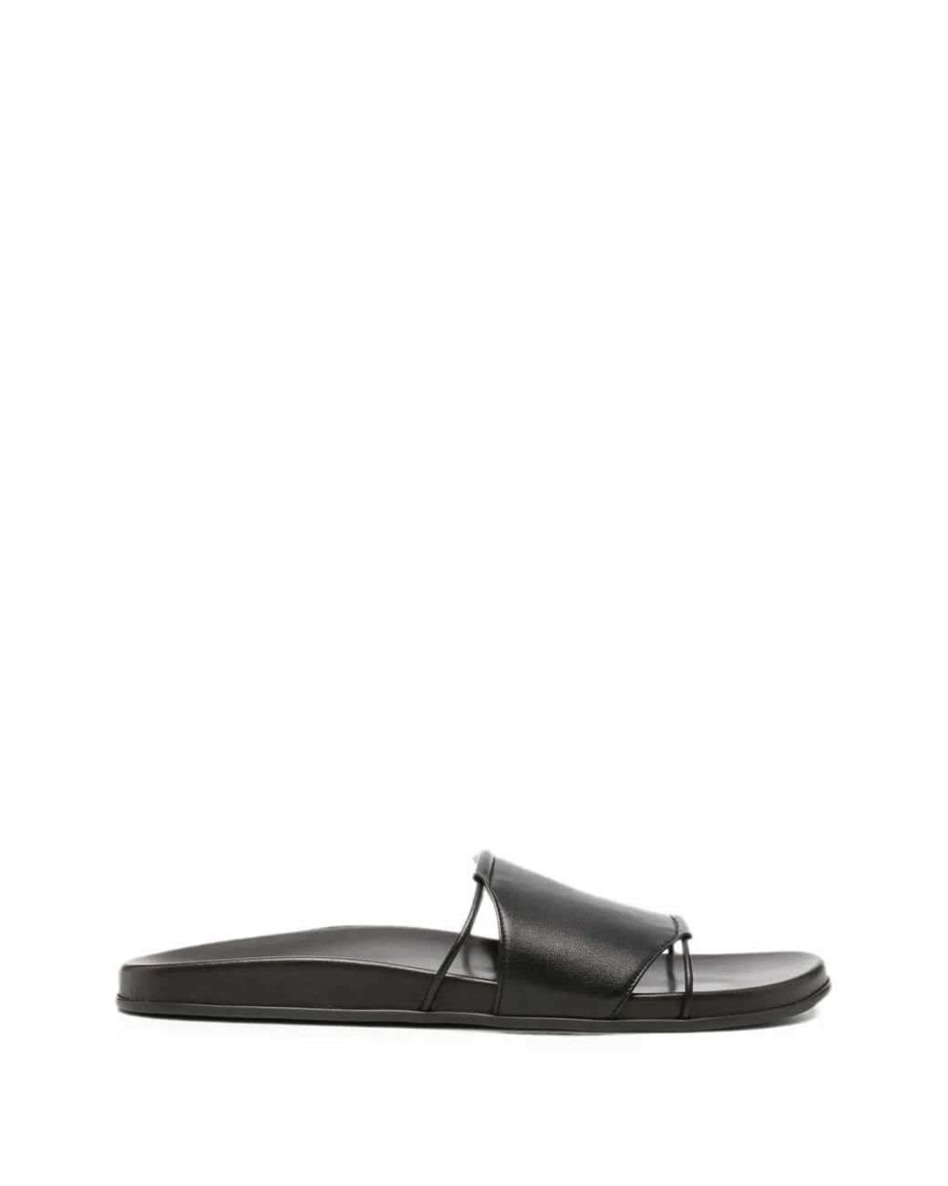 The Row White Vivienne Leather Slide Sandals