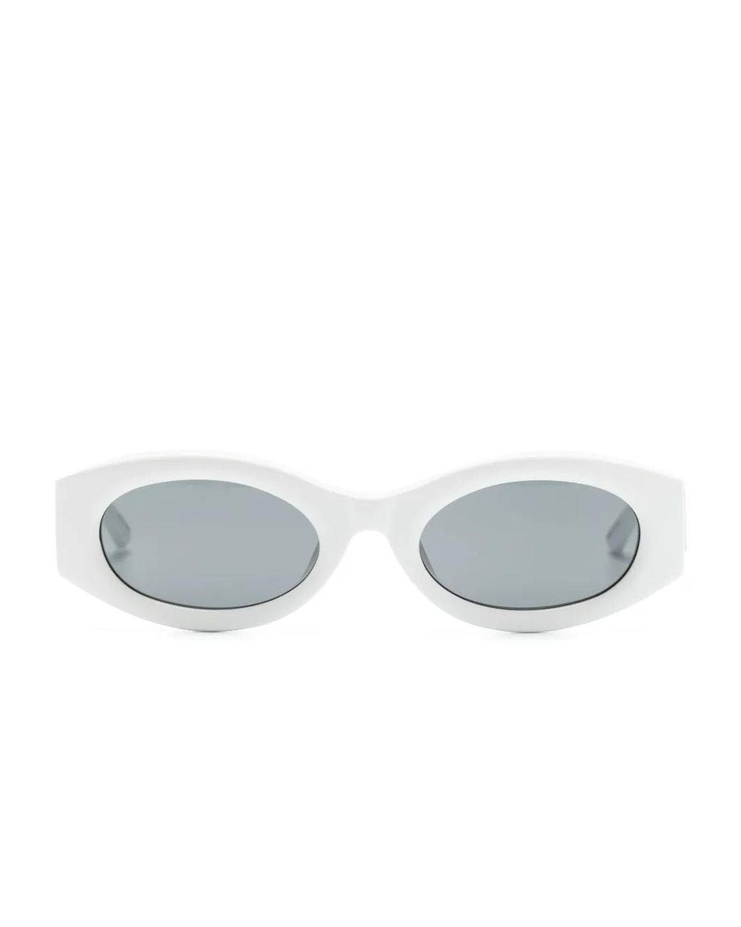 Female Orange Rectangle Linda Farrow Berta Oval Sunglasses in White | Lyst