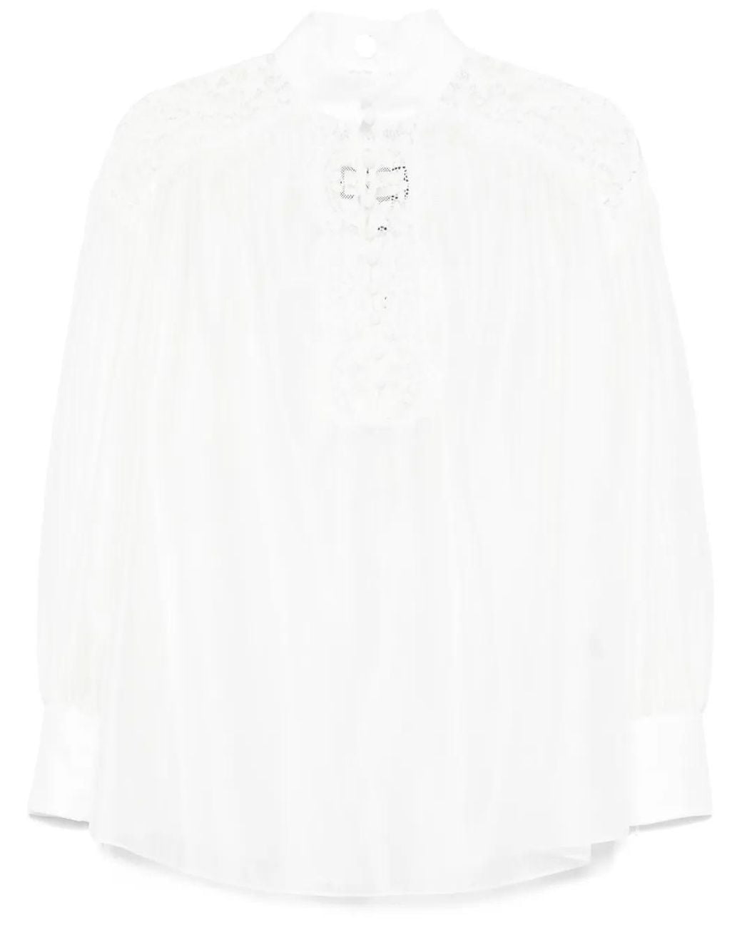 Nissa White Lace-Detailed Blouse