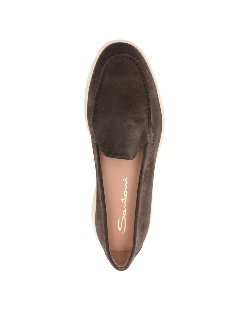 Santoni Brown Mocassins Yalta À Bout Rond