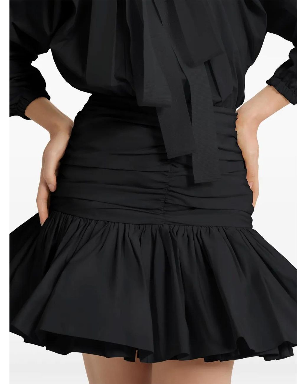 Patou Black Volume Sleeve Mini Dress