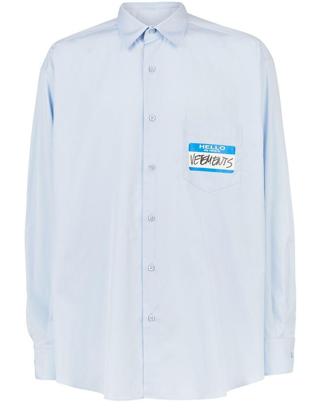 Vetements Hello My Name Is Shirt in Blue for Men | Lyst