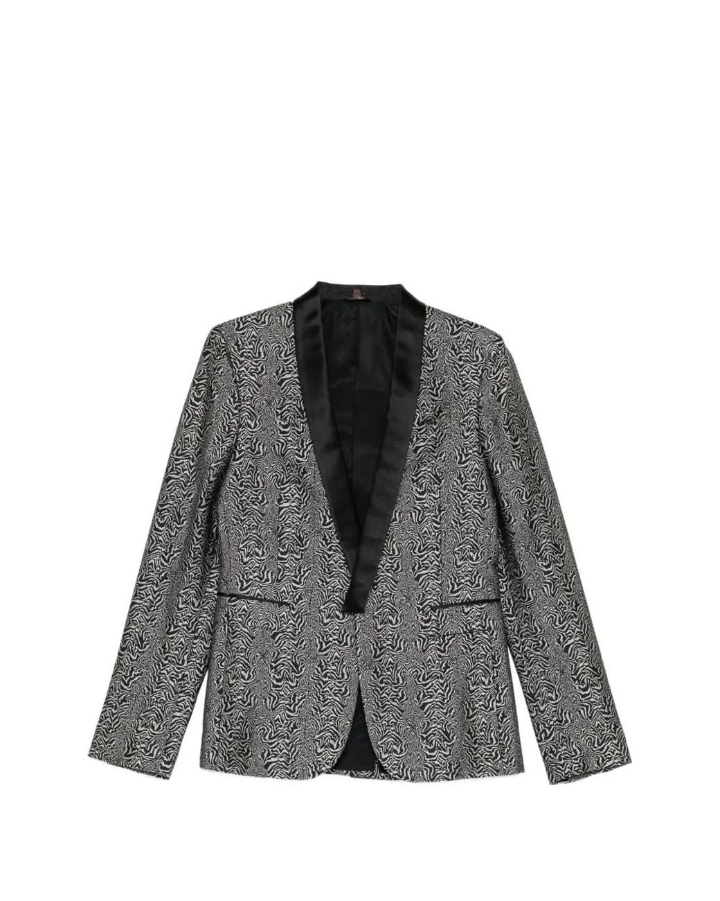 Roberto Cavalli Black Blazer À Motif Quadrillé Et Col Châle for men