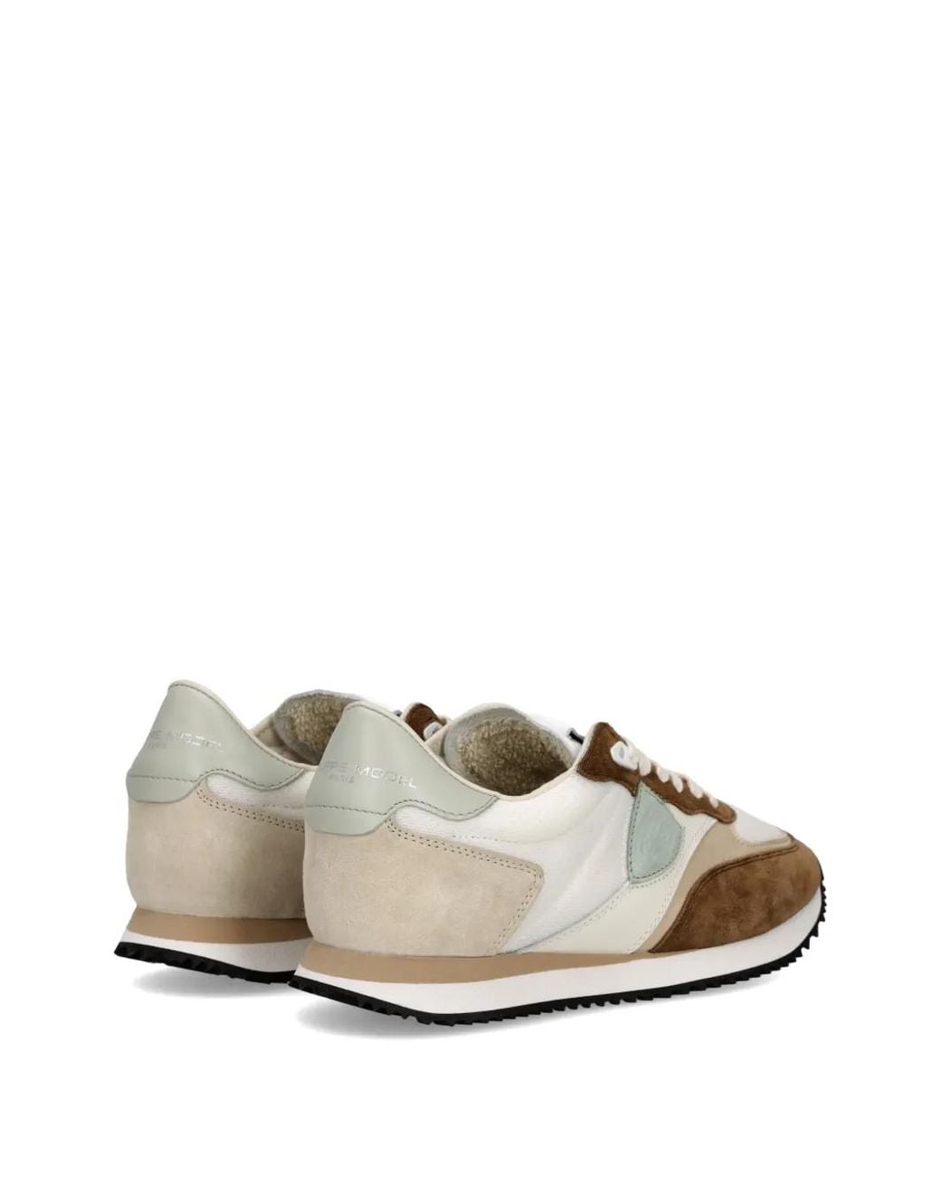 Philippe Model White Blville Suede-Panel Sneakers
