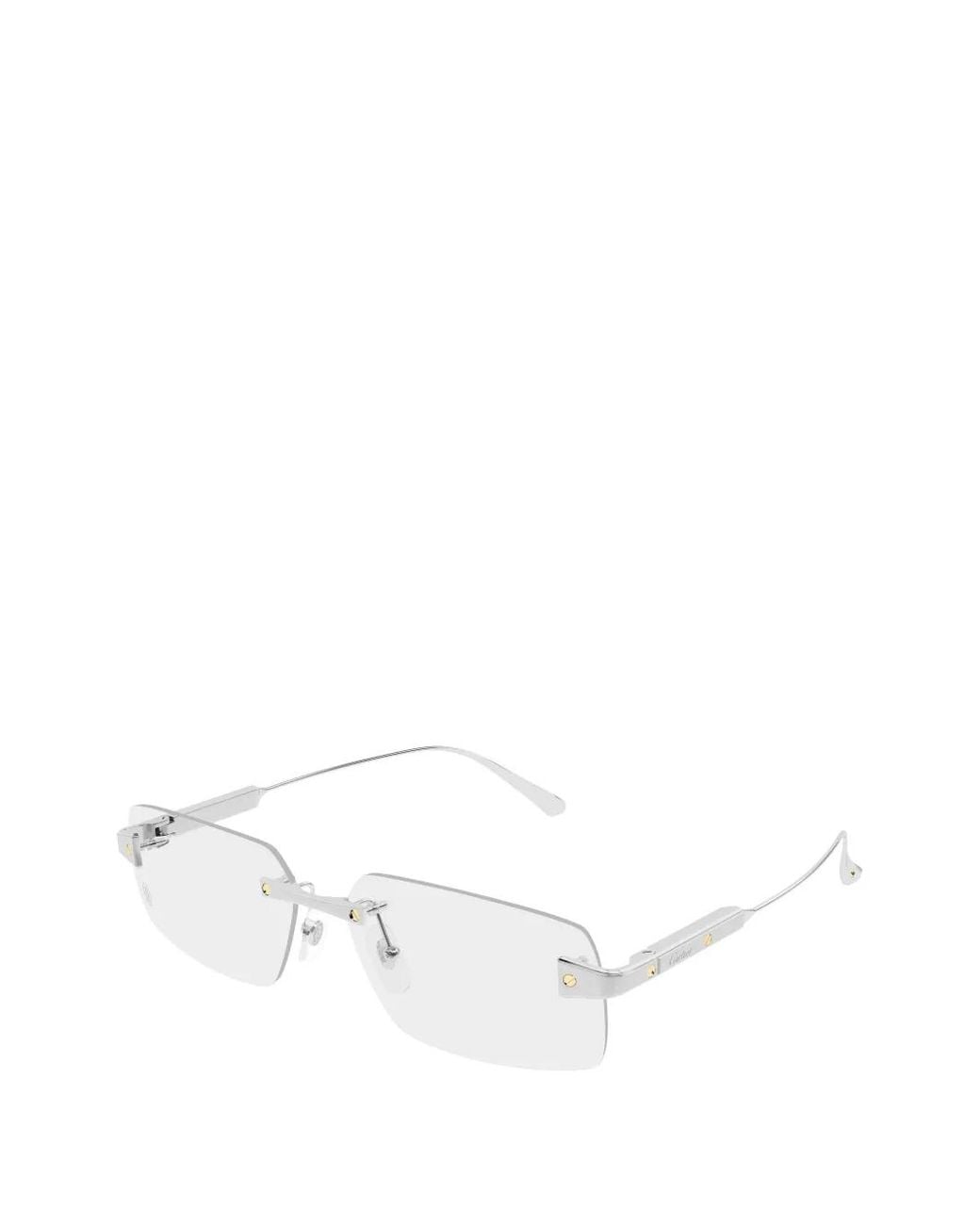Cartier White Lunettes De Vue Santos De Cartier À Monture Rectangulaire for men