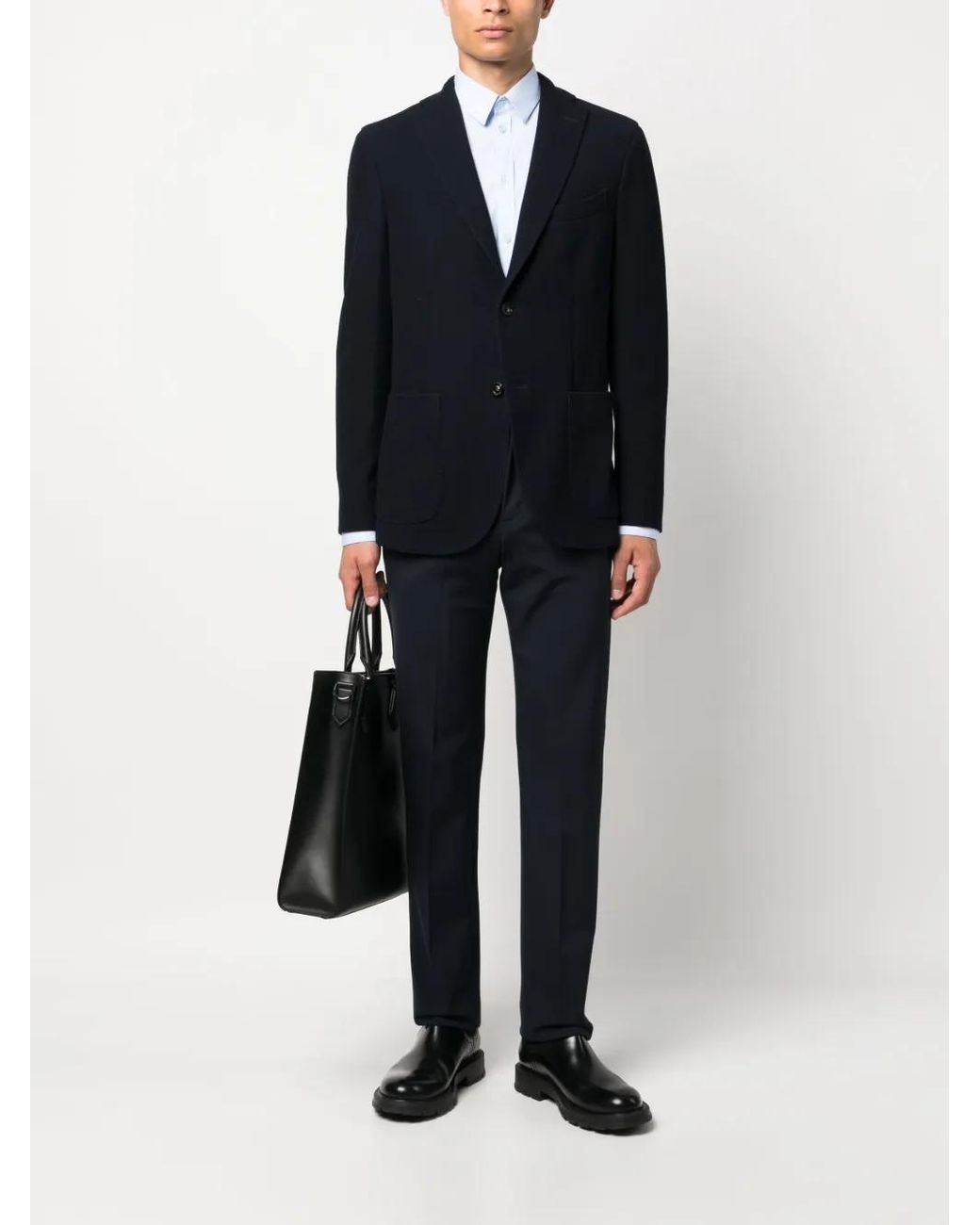 Boglioli Blue Single-Breasted Wool Blazer for men