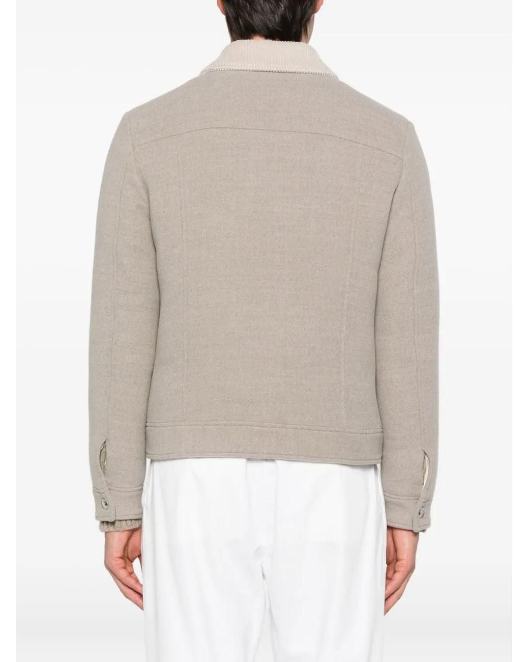 Eleventy White Corduroy-Collar Wool Jacket for men