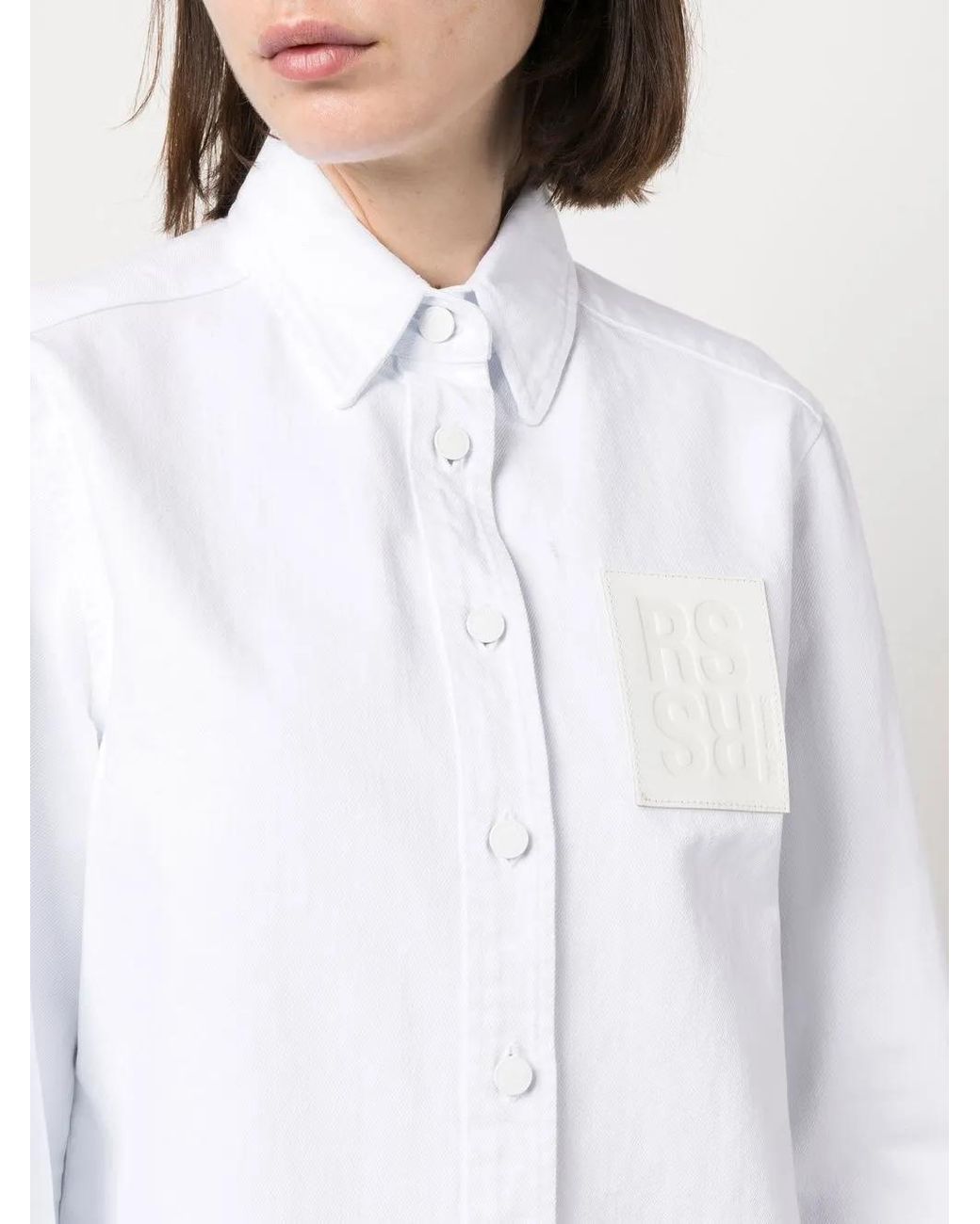 Raf Simons White Logo-Patch Long-Sleeve Shirt