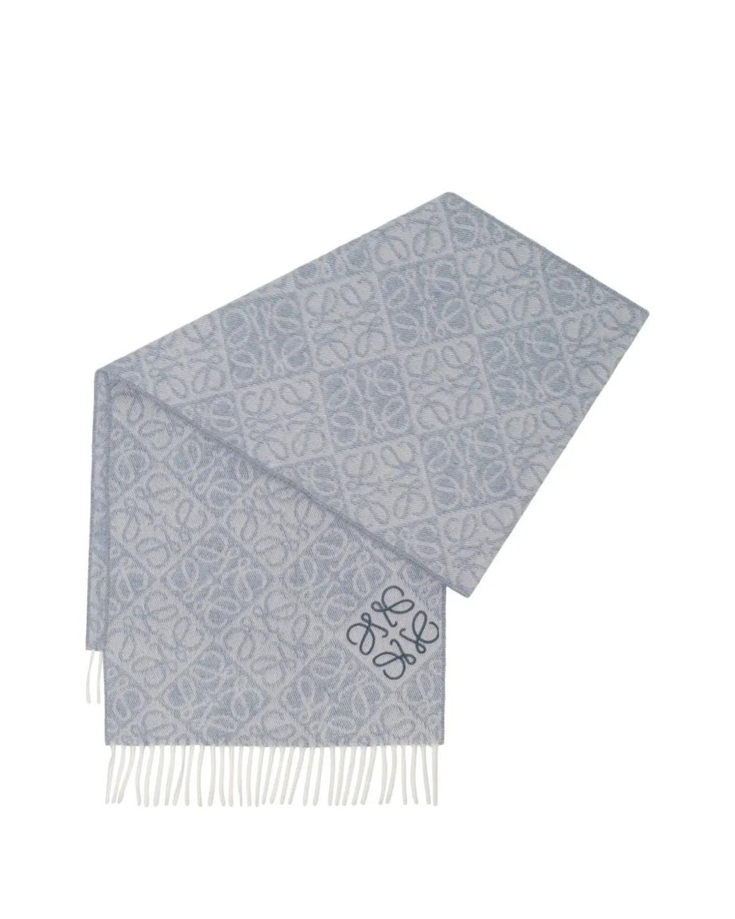 Loewe Gray Anagram Fringed Scarf