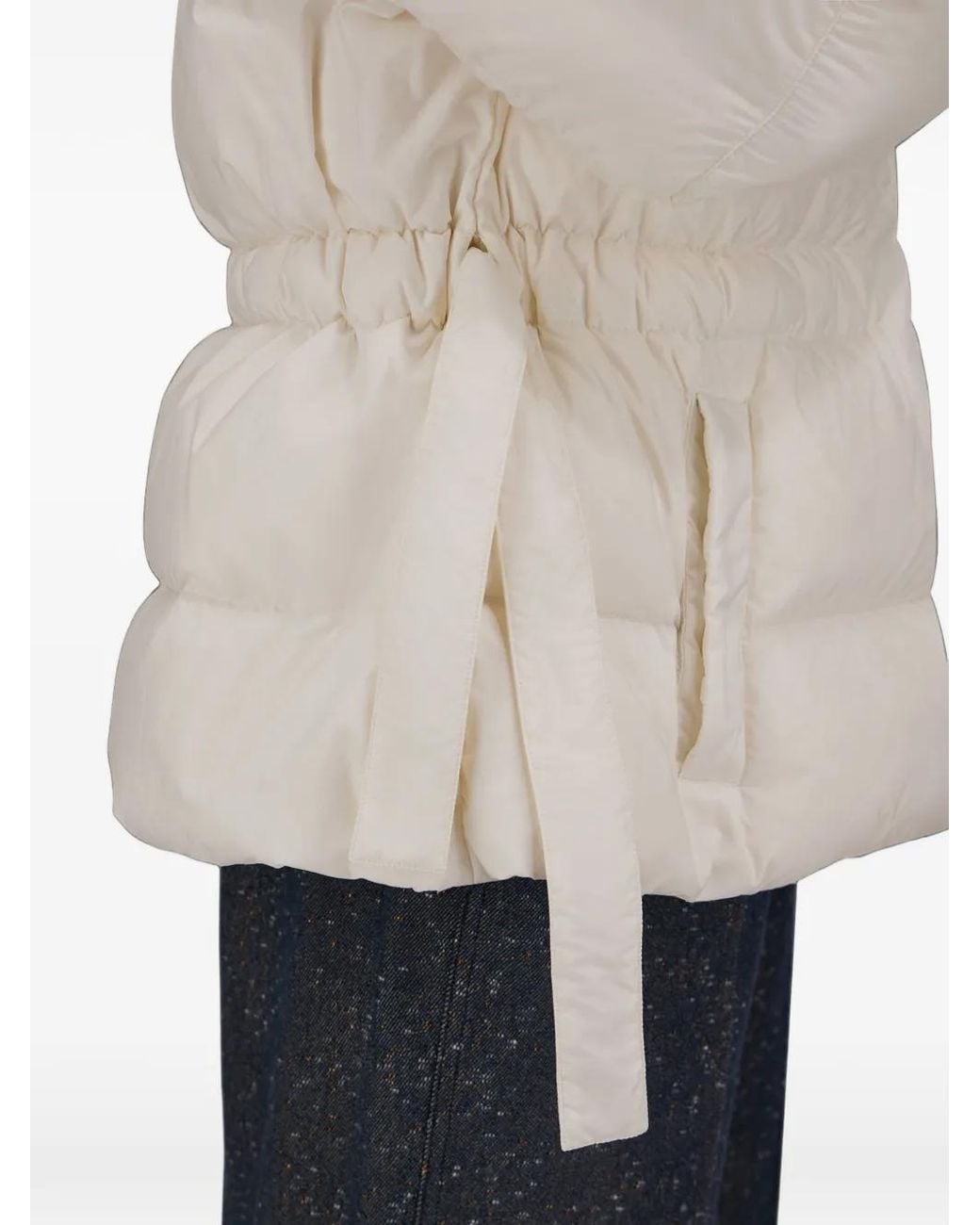 Herno White Striped-Quilted Drawstring-Waist Jacket