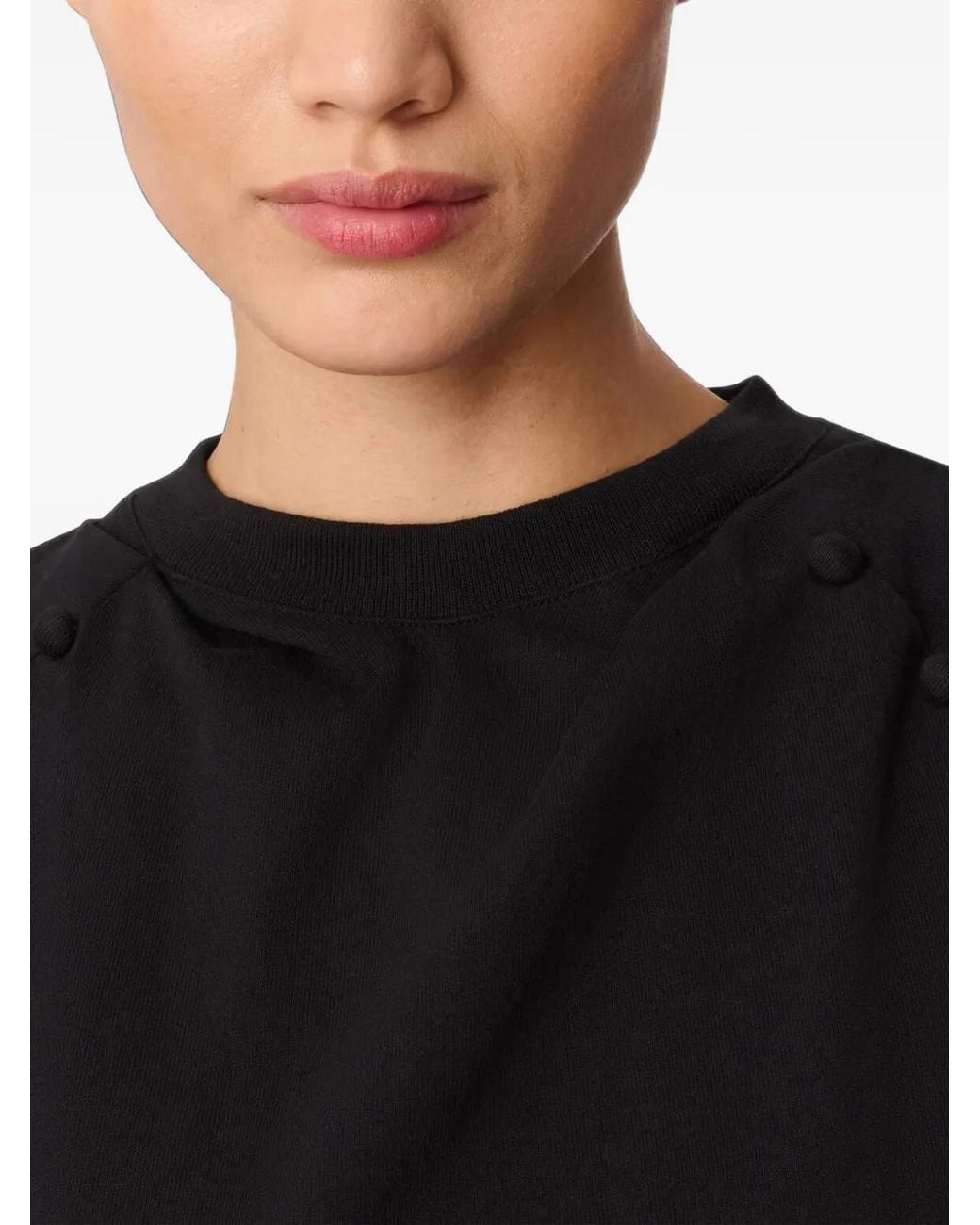 Axel Arigato Black Hosta Button-Detail Raglan-Sleeve T-Shirt