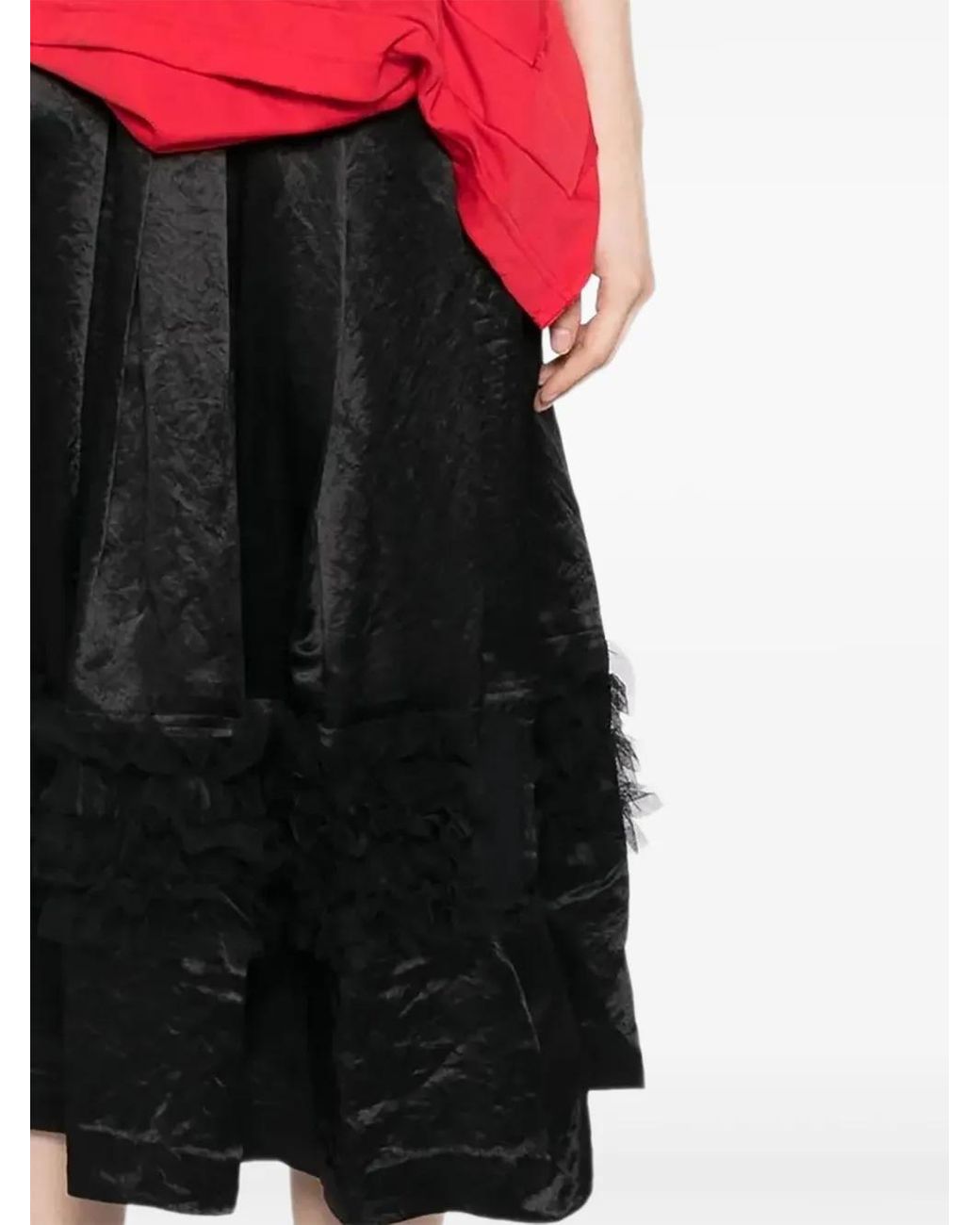 COMME DES GARÇON BLACK Black Ruffled Satin Skirt