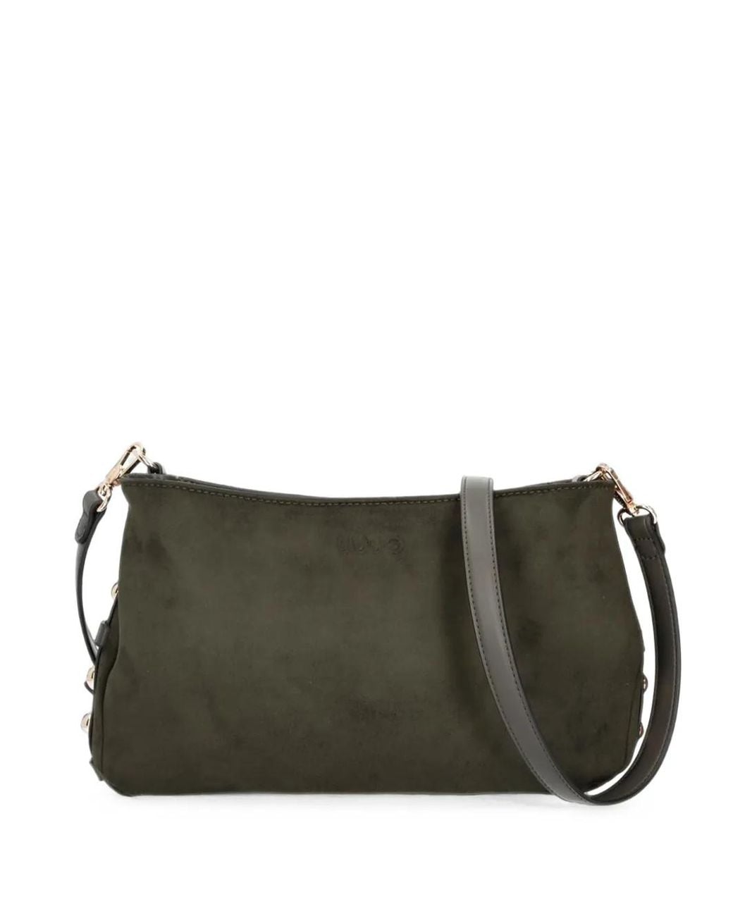 Liu Jo Gray Suede-Effect Studded Shoulder Bag