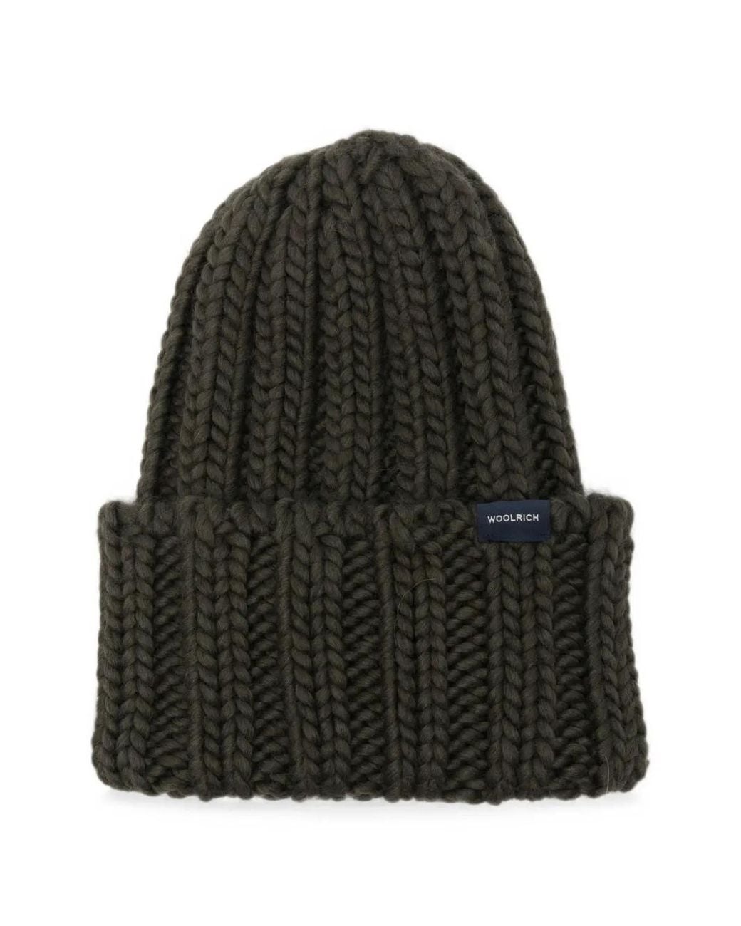 Woolrich Black Chunky-Knit Beanie Hat