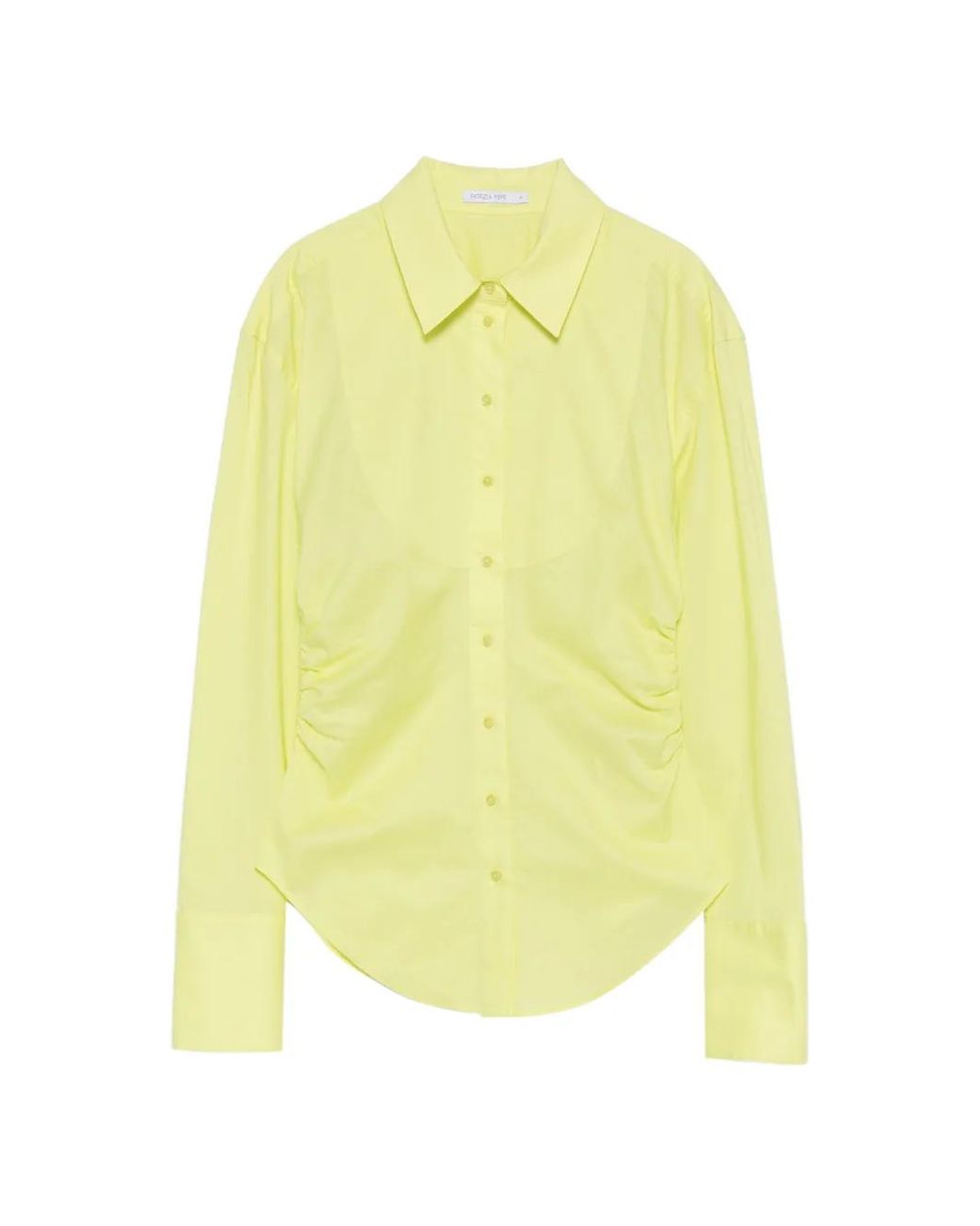 Patrizia Pepe Yellow Gathered Poplin Shirt