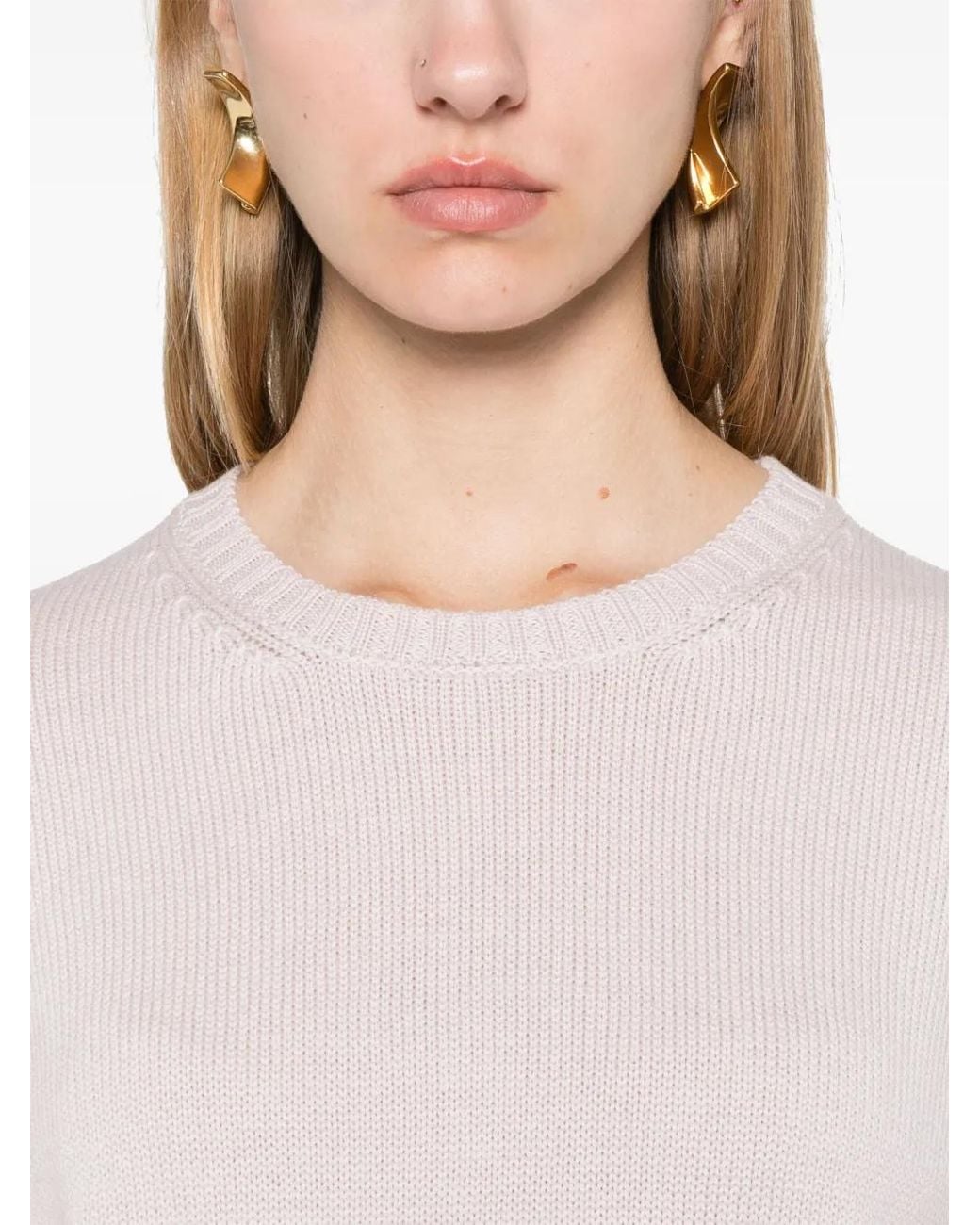 Blanca Vita Pink Ribbed-Knit Sweater