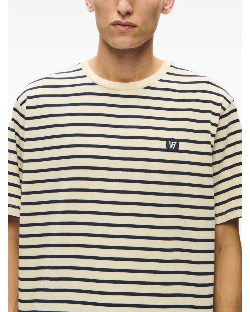 WOOD WOOD Gray T-Shirt Rayé À Patch Logo for men