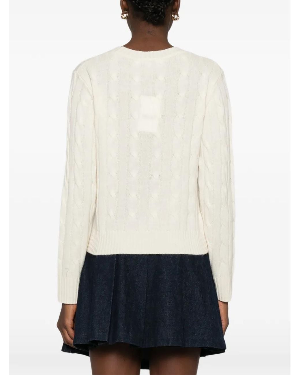 Sporty & Rich Natural Cable-Knit Sweater