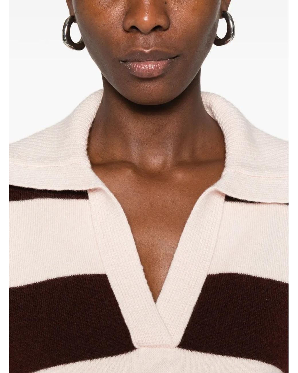 Forte_forte Multicolor Striped Polo-Collar Sweater