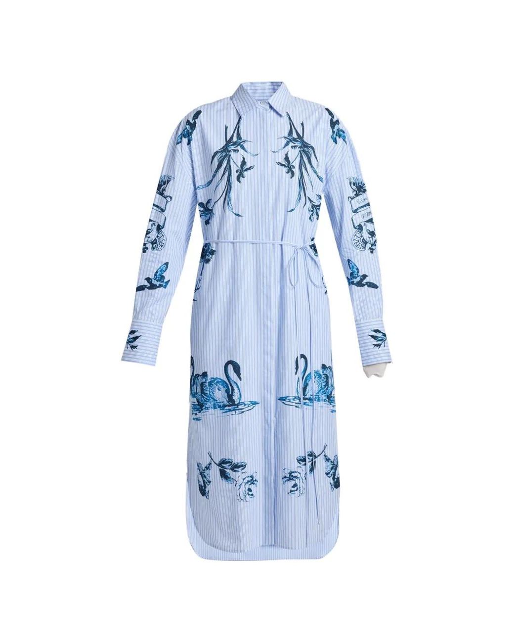 Erdem Blue Tattoo Toile De Jouy Stripe Shirt Dress