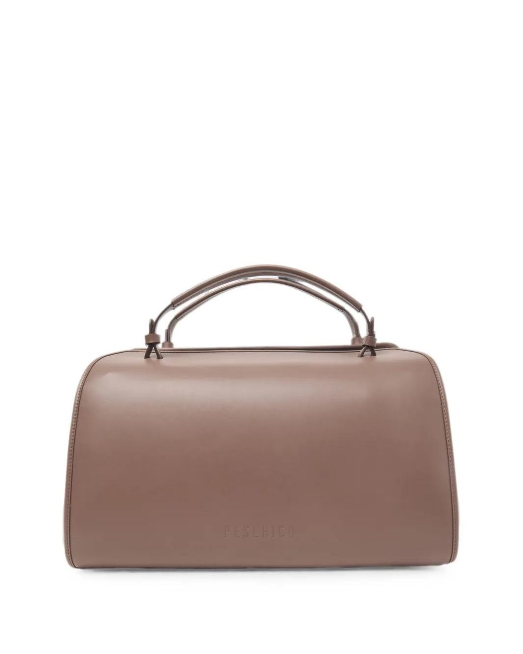 Peserico Brown Logo-Debossed Calf Leather Tote Bag