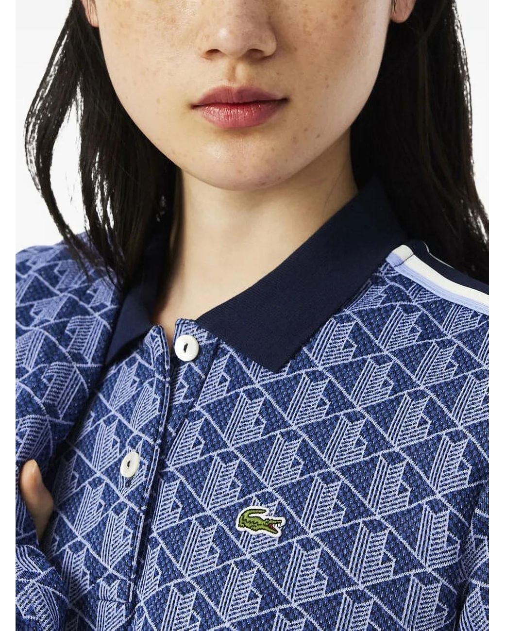 Lacoste Blue Monogram-Jacquard Polo Shirt