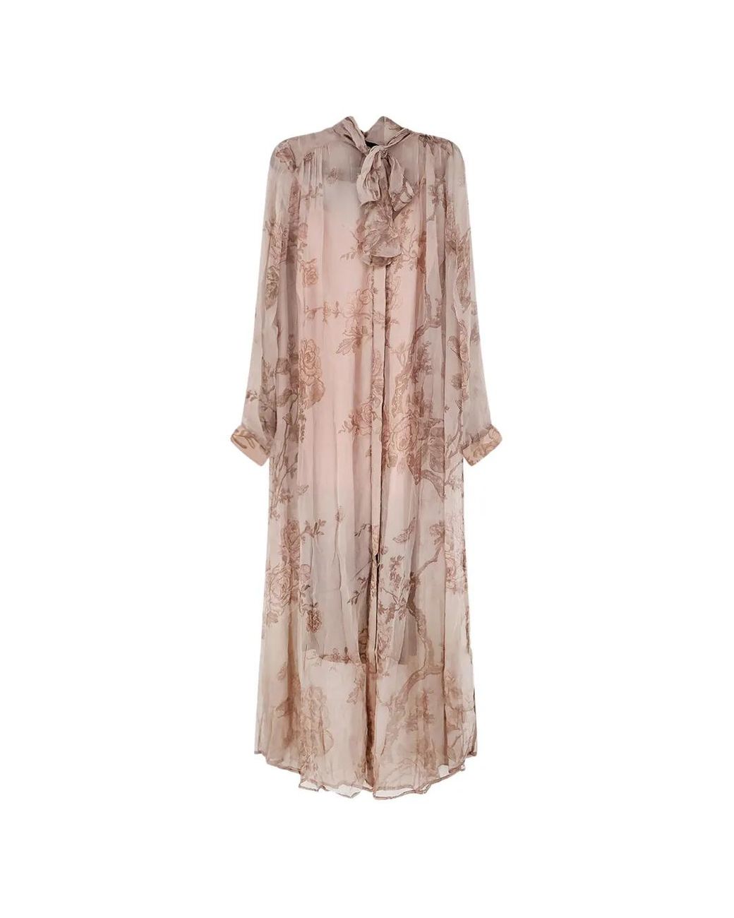 Mes Demoiselles Pink Floral-Print Pussy-Bow Maxi Dress