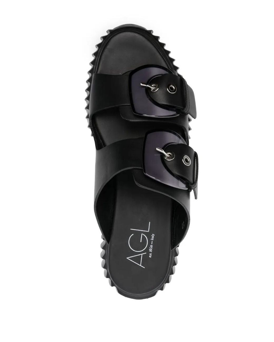 Agl Attilio Giusti Leombruni Black Agatha Double-Buckle Slippers