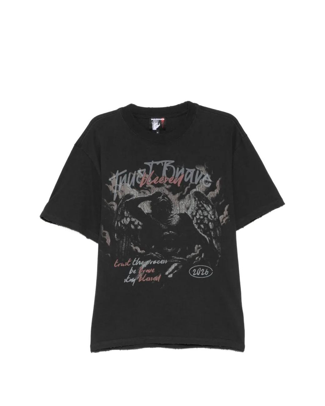 WARMAN Black Graphic Print T-Shirt for men