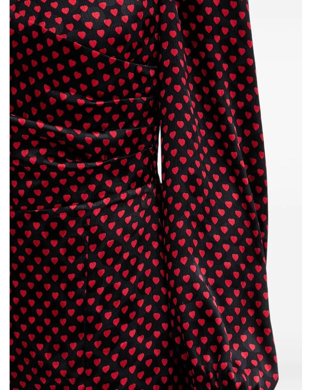 Morgan Red Heart-Print Ruched Midi Dress