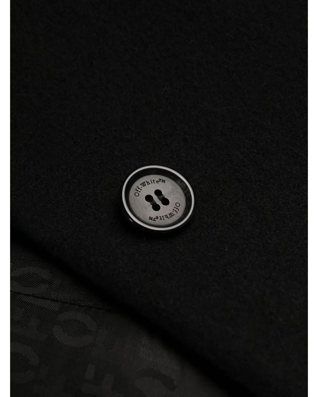 Off-White c/o Virgil Abloh Black Logo-Embroidered Single-Breasted Coat