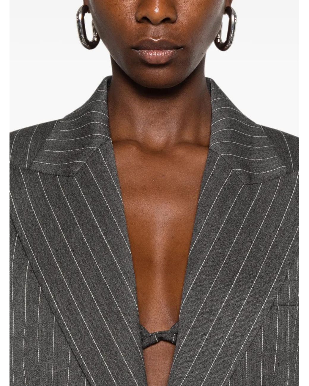Dondup Gray Pinstripe-Pattern Peaked-Lapel Blazer