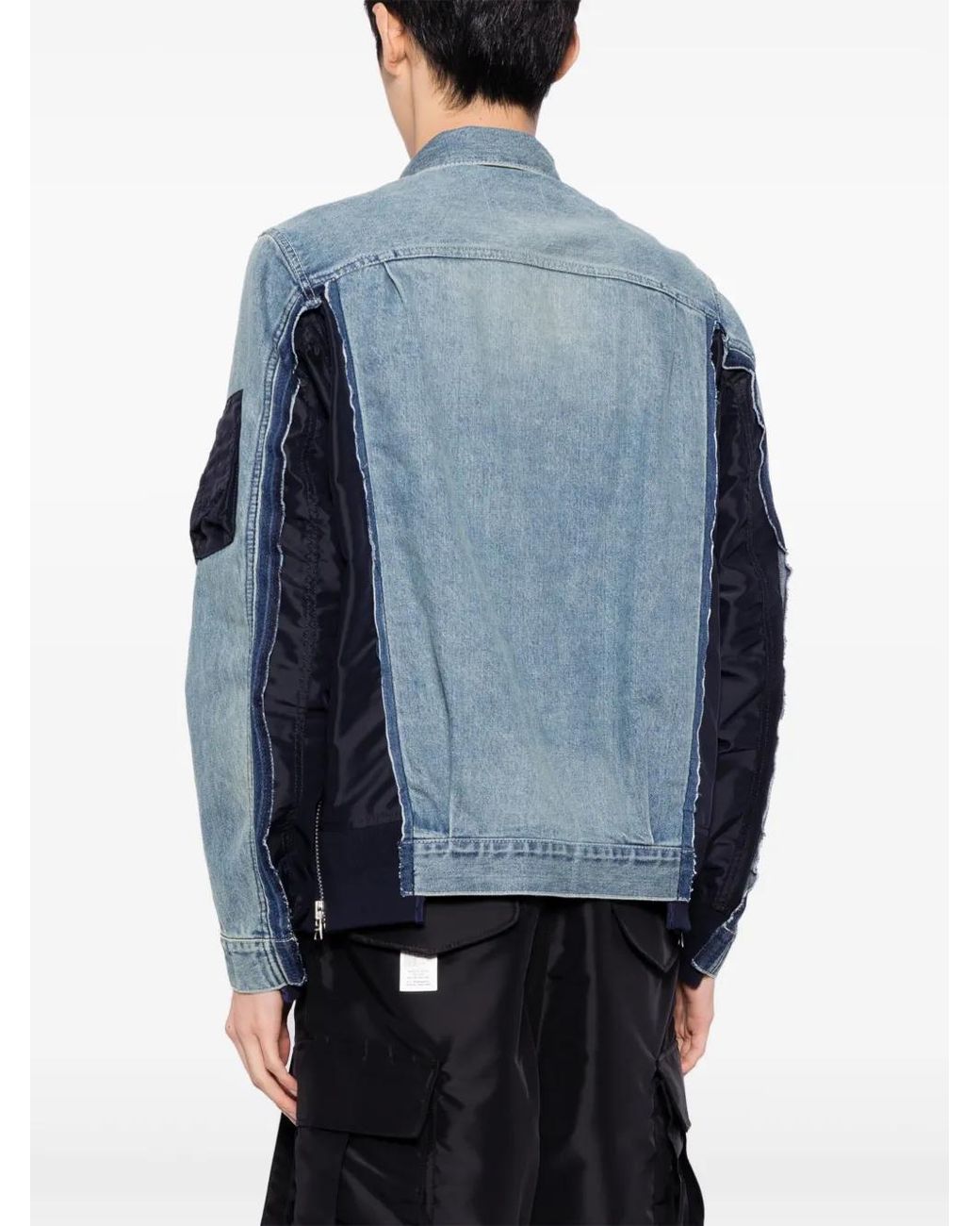 Sacai Blue Panelled Denim Jacket for men